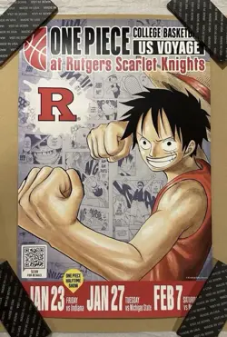 One Piece Monkey.D.Luffy College Basketball Promo Card + Rutgers Poster NEW🔥 - Image 3