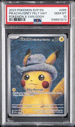 2023 POKEMON SVP EN-SV BLACK STAR PROMO #085 PIKACHU WITH GREY FELT HAT PSA 10 - Image 1