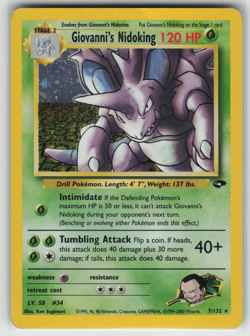 Giovanni's Nidoking Holo 7/132 Pokemon Gym Challenge Card 007/132 Damaged - Image 1