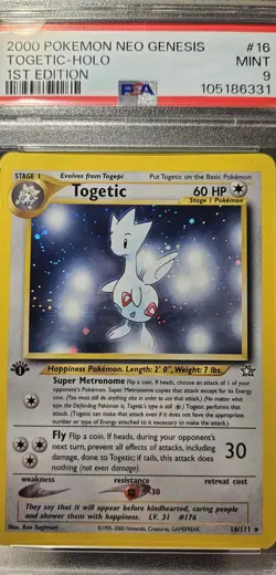2000 Pokemon 1st Edition American Neo Genesis TOGETIC - HOLO Card # 16 PSA-9 - Image 2