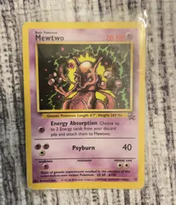Pokemon Mewtwo Vintage 1999 WB Black Star Promo Card #14 Preowned - Image 1