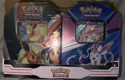 POKEMON NEW & FACTORY SEALED 2023 - FLAREON V & SYLVEON V - V HEROES TIN-2 PACK - Image 1