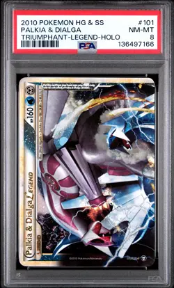 2010 POKEMON HEARTGOLD & SOULSILVER TRIUMPHANT PALKIA & DIALGA LEGEND-HOLO PSA 8 - Image 1