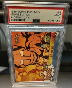 Pokemon 1999 Topps Movie Edition A Great Day # 58 MINT PSA 9 - Image 1