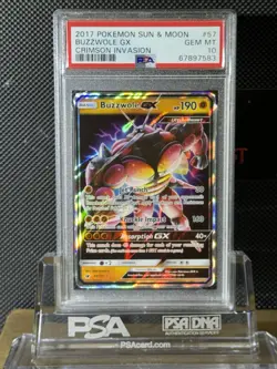 2017 Pokemon Sun & Moon 57 Buzzwole GX Crimson Invasion PSA 10 - Image 4
