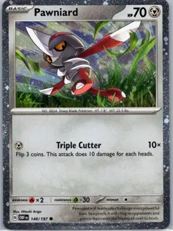 Pokemon TCG Pawniard 148/197 Obsidian Flames Cosmos Holo NM - Image 1