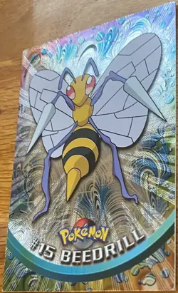1999 Topps Pokemon TV Animation BEEDRILL #15 Texture Holo Silver Foil Black Logo - Image 1