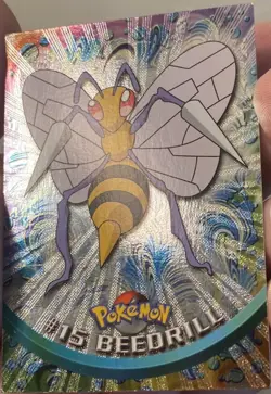 1999 Topps Pokemon TV Animation BEEDRILL #15 Texture Holo Silver Foil Black Logo - Image 2