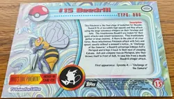 1999 Topps Pokemon TV Animation BEEDRILL #15 Texture Holo Silver Foil Black Logo - Image 3