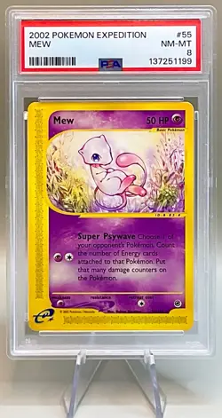 Pokemon Mew #55/165 Non-Holo Rare - 2002 Expedition Base Set - PSA 8 NM-MT! - Image 1