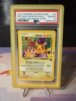 2021 Pokemon Celebrations Birthday Pikachu Holo Black Star PSA 10 - Image 1