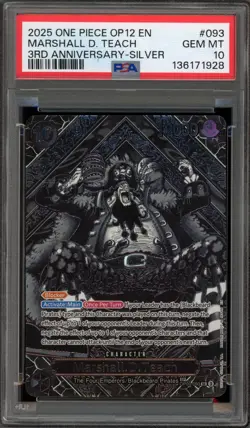 One Piece CCG Marshall.D.Teach 3rd Anniversary Silver OP09-093 PSA 10 Gem Mint - Image 1