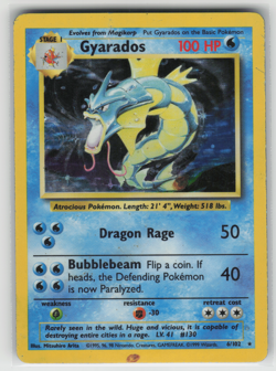Gyarados - 6/102 - Holo Rare - Base Set Unlimted - Pokemon Card WoTC Damaged - Image 1