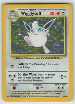 Wigglytuff - 16/64 - Holo Rare No Symbol Error Jungle Pokemon Card Damaged - Image 1