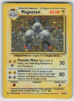 Magneton 9/102 Holo Rare Base Set - Pokemon Card WOTC Damaged - Image 1