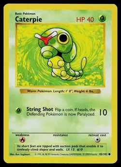 Pokemon Card - Caterpie Base Set (Shadowless) 45/102 Common - Image 1