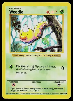 Pokemon Card - Weedle Base Set (Shadowless) 69/102 Common - Image 1