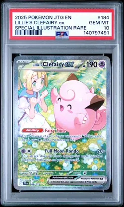 2025 POKEMON JTG EN-JOURNEY TOGETHER #184 LILLIE'S CLEFAIRY EX PSA 10 - Image 1