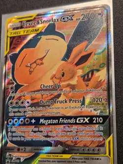 Pokemon TCG Eevee & Snorlax GX Black Star Promo Holo SM169 TAG TEAM Full Art - Image 3