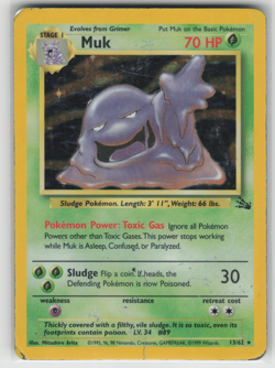1999 Pokemon TCG: Fossil Muk 9/102 Holo Rare Vintage WoTC Card Damaged - Image 1