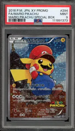 Pokemon Mario Pikachu Special Bx. Japanese Full Art Promo 294/XY-P PSA 9 Mint - Image 1