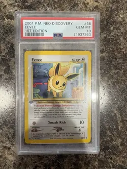 Pokemon Eevee 1st Edition Uncommon Regular Neo Discovery 38/75 PSA 10 - Image 1