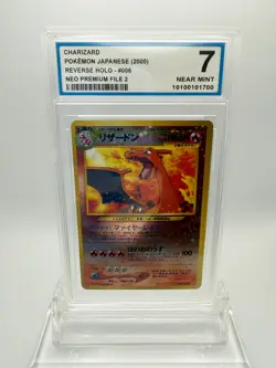 OCG 7 Charizard Reverse Holo No. 006 - Neo Premium File 2 Pokemon (2000) - Image 2