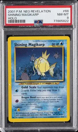 2001 POKEMON NEO REVELATION #66 SHINING MAGIKARP-HOLO PSA 8 - Image 1