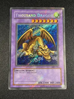 Yugioh Thousand Dragon MRD-143 Secret Rare Misprint Foil Bleed Original Print - Image 1