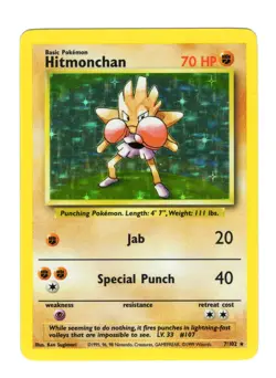 Hitmonchan 7/102 Holo 1999 WOTC Pokemon TCG Card Base Set LP - Image 1
