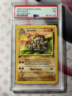 1999 Pokemon Fossil #37 Graveler Nm 1st Edition PSA 7 - Image 1