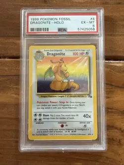 1999 Pokemon Fossil Dragonite 4/62 Holo PSA 6 - Image 1