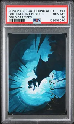 Magic The Gathering Gollum, Patient Plotter Art Card - Gold Stamp PSA 10 - Image 1