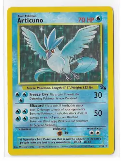 Articuno 2/62 Fossil Unlimited Holo Rare WOTC Vintage Pokemon TCG Card LP - Image 1
