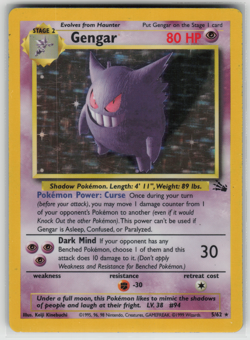 Gengar 5/62 Fossil Holo MP Pokemon Card - Image 1