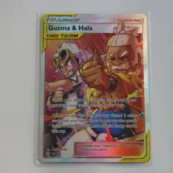 Pokemon Guzma & Hala 229/236 Sm-Cosmic Eclipse Ultra Rare TAG TEAM Full Art Holo - Image 1