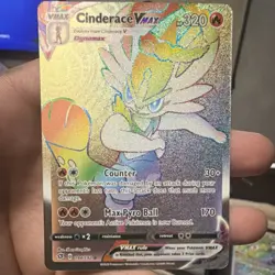 Pokemon Cinderace VMAX 194/192 Swsh02: Rebel Clash Secret Rare Full Art Holo - Image 1