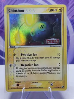 Chinchou 49/108 Power Keepers Pokemon Card Reverse Holo Stamped HP DMG - Image 1