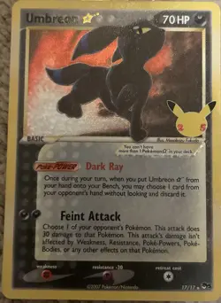 Pokemon Umbreon Star 17/17 Rare Holo POP Series 5 Shiny Promo Card 2007 -Reprint - Image 3