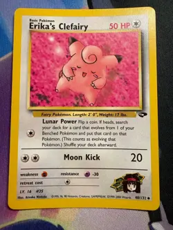 Pokemon TCG Card Erika's Clefairy 40/132 Gym Challenge, LP Condition - Image 1