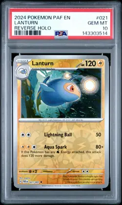 2024 POKEMON PAF EN-PALDEAN FATES REVERSE HOLO #021 LANTURN PSA 10 - Image 1