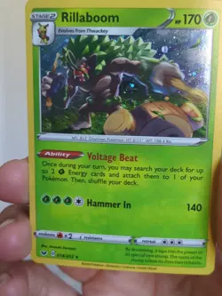 Rillaboom 014/202 Cosmos Holo SWIRLS Sword & Shield Promo Rare Pokemon TCG NM - Image 2