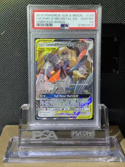 2019 POKEMON SUN & MOON UNBROKEN BONDS #120 LUCARIO & MELMETAL GX PSA 10 - Image 5