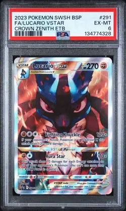 2023 POKEMON SWSH BLACK STAR PROMO | CROWN ZENITH ETB FA/LUCARIO VSTAR 291 PSA 6 - Image 1