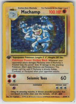 Machamp 8/102 Pokemon Base Set 1st Edition Holo MP - Image 1