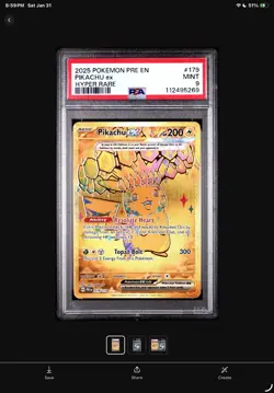 Pokemon Pikachu TCG Hyper Rare Card EX 179/131 Prismatic Evolutions PSA 9 - Image 1