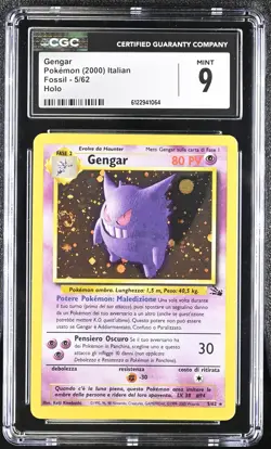CGC 9 MINT Gengar 2000 Fossil 5/62 Holo SWIRL ITALIAN Pokemon Card - Image 1