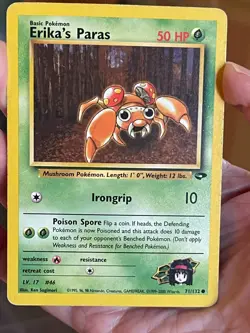 POKEMON ERIKA'S PARAS 71/132 COMMON GYM CHALLENGE LP CARD - Image 1