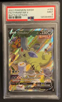 Pokemon Tyranitar V #155/163 SWSH: Battle Styles PSA 9 MINT - Image 1