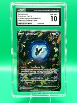Pokemon Crown Zenith Lumineon V Full Art GG39 CGC 10 GEM MINT - Image 1